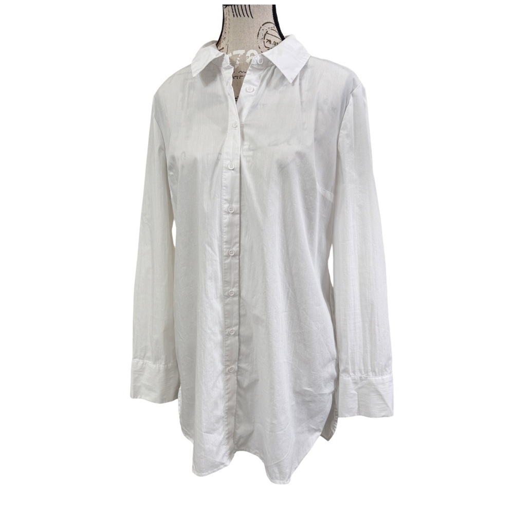 NEW!! MARLED Cotton-Blend Classic Button Down Shirt - White - Size M
